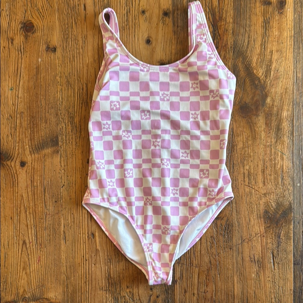 Kids Roxy Pink Checkered Swimsuit